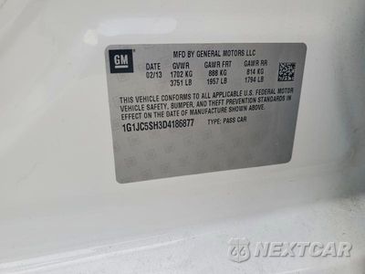 Zdjęcie 12 z 12 samochodu: 2013 CHEVROLET SONIC LT VIN:1G1JC5SH3D4186877 - miniatura