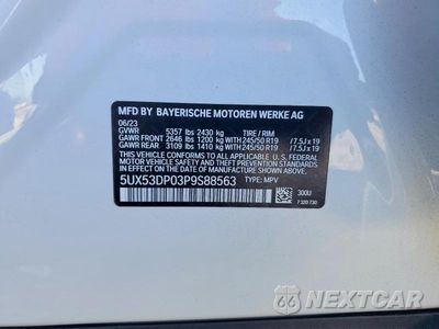 Zdjęcie 13 z 13 samochodu: 2023 BMW X3 XDRIVE30I VIN:5UX53DP03P9S88563 - miniatura