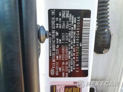 Zdjęcie 13 z 13 samochodu: 2013 KIA SORENTO LX VIN:5XYKTDA68DG401046 - miniatura