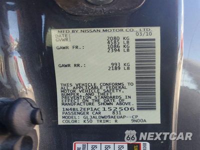 Zdjęcie 12 z 12 samochodu: 2010 NISSAN ALTIMA SR VIN:1N4BL2EP1AC152506 - miniatura