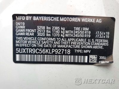 Zdjęcie 13 z 13 samochodu: 2019 BMW X3 XDRIVE30I VIN:5UXTR9C56KLP92718 - miniatura