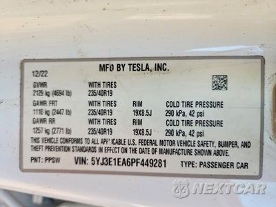 Zdjęcie 13 z 13 samochodu: 2023 TESLA MODEL 3 VIN:5YJ3E1EA6PF449281 - miniatura