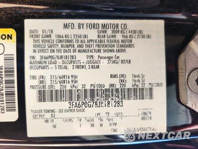 Zdjęcie 13 z 13 samochodu: 2018 FORD FUSION S VIN:3FA6P0G78JR181283 - miniatura