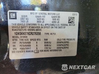 Zdjęcie 13 z 13 samochodu: 2012 CHEVROLET SUBURBAN K1500 LTZ VIN:1GNSKKE78CR276258 - miniatura