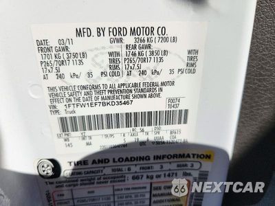 Zdjęcie 12 z 12 samochodu: 2011 FORD F150 SUPERCREW VIN:1FTFW1EF7BKD35467 - miniatura