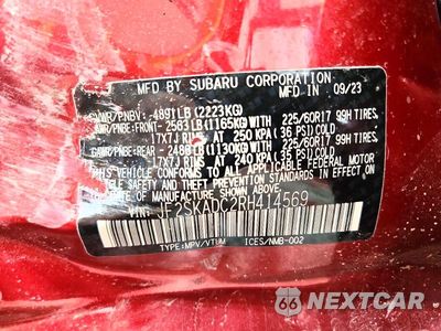 Zdjęcie 12 z 12 samochodu: 2024 SUBARU FORESTER PREMIUM VIN:JF2SKADC2RH414569 - miniatura