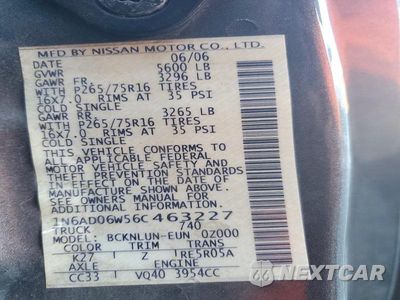 Zdjęcie 13 z 13 samochodu: 2006 NISSAN FRONTIER SE VIN:1N6AD06W56C463227 - miniatura