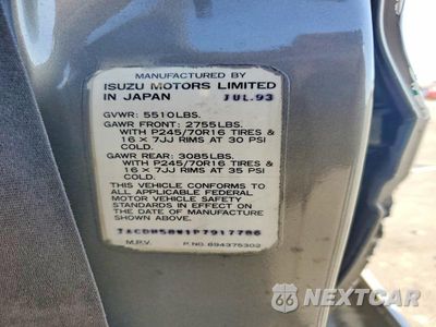 Zdjęcie 13 z 13 samochodu: 1993 ISUZU TROOPER LS VIN:JACDH58W1P7917786 - miniatura
