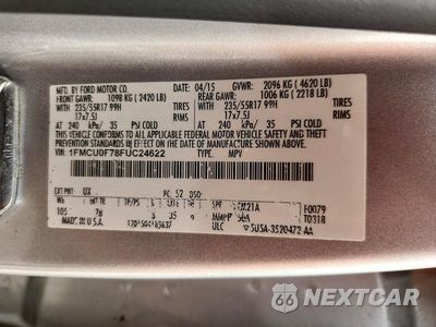 Zdjęcie 13 z 13 samochodu: 2015 FORD ESCAPE S VIN:1FMCU0F78FUC24622 - miniatura