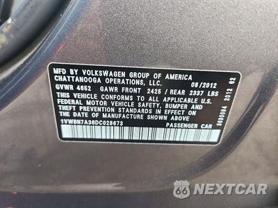 Zdjęcie 12 z 12 samochodu: 2013 VOLKSWAGEN PASSAT SE VIN:1VWBN7A36DC028673 - miniatura