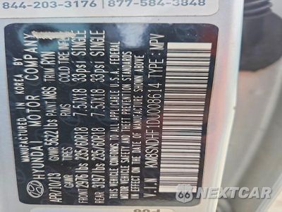 Zdjęcie 13 z 13 samochodu: 2013 HYUNDAI SANTA FE GLS VIN:KM8SNDHF1DU008614 - miniatura
