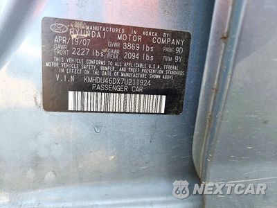 Zdjęcie 13 z 13 samochodu: 2007 HYUNDAI ELANTRA GLS VIN:KMHDU46DX7U211924 - miniatura