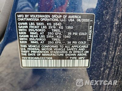 Zdjęcie 13 z 13 samochodu: 2020 VOLKSWAGEN ATLAS CROSS SPORT SE VIN:1V21E2CA0LC227308 - miniatura
