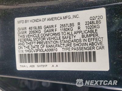 Zdjęcie 12 z 12 samochodu: 2020 HONDA ACCORD TOURING HYBRID VIN:1HGCV3F93LA006610 - miniatura