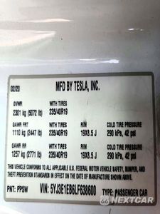 Zdjęcie 12 z 12 samochodu: 2020 TESLA MODEL 3 VIN:5YJ3E1EB6LF638600 - miniatura