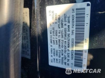 Zdjęcie 12 z 12 samochodu: 2006 HONDA ACCORD LX VIN:1HGCM72366A002633 - miniatura
