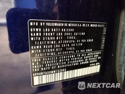 Zdjęcie 25 z 26 samochodu: 2021 VOLKSWAGEN TIGUAN S VIN:3VV0B7AX0MM122862 - miniatura
