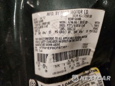 Zdjęcie 12 z 12 samochodu: 2012 FORD F150 SUPERCREW VIN:1FTFW1EF0CFB73580 - miniatura