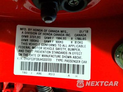Zdjęcie 12 z 12 samochodu: 2018 HONDA CIVIC LX VIN:2HGFC2F59JH533723 - miniatura