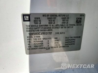 Zdjęcie 13 z 13 samochodu: 2015 CHEVROLET SUBURBAN K1500 LTZ VIN:1GNSKKKC4FR131787 - miniatura