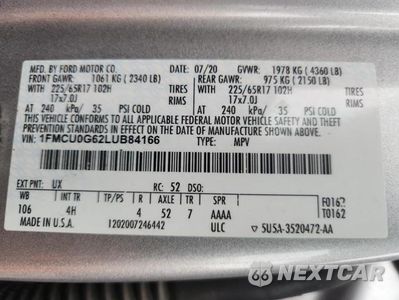 Zdjęcie 12 z 12 samochodu: 2020 FORD ESCAPE SE VIN:1FMCU0G62LUB84166 - miniatura