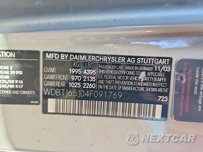 Zdjęcie 12 z 12 samochodu: 2004 MERCEDES-BENZ CLK 320 VIN:WDBTJ65J04F091769 - miniatura