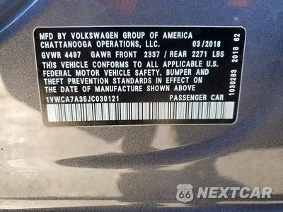 Zdjęcie 13 z 13 samochodu: 2018 VOLKSWAGEN PASSAT SEL PREMIUM VIN:1VWCA7A35JC030121 - miniatura