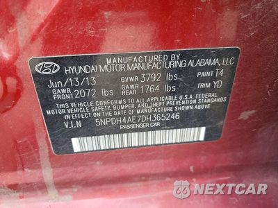 Zdjęcie 12 z 12 samochodu: 2013 HYUNDAI ELANTRA GLS VIN:5NPDH4AE7DH365246 - miniatura