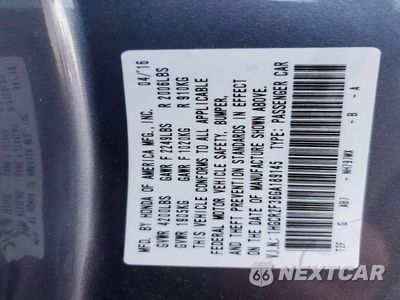 Zdjęcie 12 z 12 samochodu: 2016 HONDA ACCORD LX VIN:1HGCR2F36GA189145 - miniatura