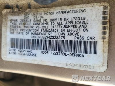 Zdjęcie 12 z 12 samochodu: 2004 TOYOTA COROLLA LE VIN:1NXBR38E34Z328278 - miniatura