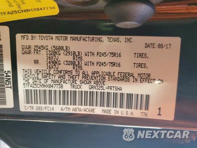 Zdjęcie 14 z 14 samochodu: 2017 TOYOTA TACOMA VIN:5TFAZ5CN9HX047738 - miniatura