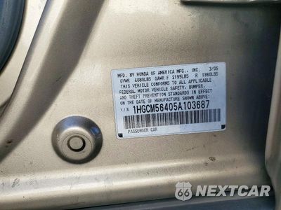 Zdjęcie 12 z 12 samochodu: 2005 HONDA ACCORD LX VIN:1HGCM56405A103687 - miniatura