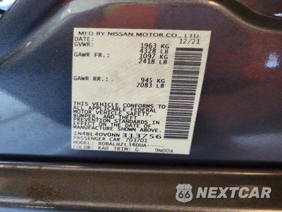 Zdjęcie 12 z 12 samochodu: 2022 NISSAN ALTIMA SV VIN:1N4BL4DV0NN313756 - miniatura