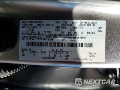Zdjęcie 13 z 13 samochodu: 2023 FORD F150 SUPERCREW VIN:1FTEW1EP3PFD34255 - miniatura