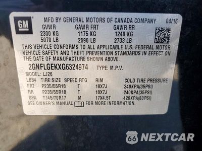 Zdjęcie 14 z 14 samochodu: 2016 CHEVROLET EQUINOX LTZ VIN:2GNFLGEKXG6324974 - miniatura