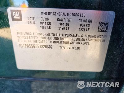 Zdjęcie 13 z 13 samochodu: 2014 CHEVROLET CRUZE LS VIN:1G1PA5SG8E7326302 - miniatura