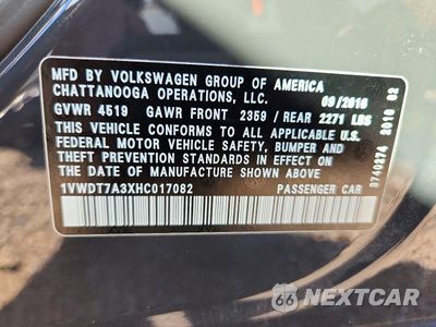 Zdjęcie 12 z 12 samochodu: 2017 VOLKSWAGEN PASSAT R-LINE VIN:1VWDT7A3XHC017082 - miniatura