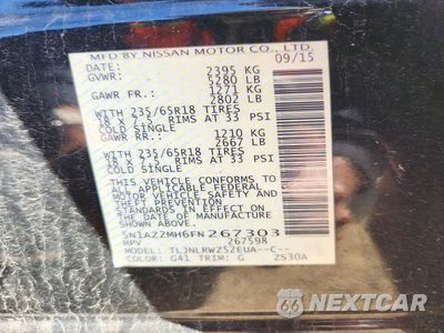 Zdjęcie 12 z 12 samochodu: 2015 NISSAN MURANO SL VIN:5N1AZ2MH6FN267303 - miniatura
