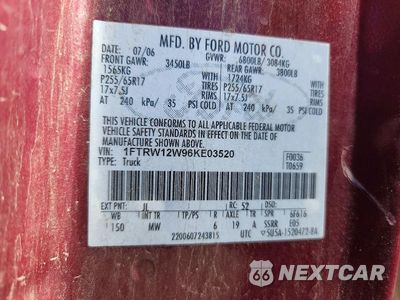 Zdjęcie 12 z 12 samochodu: 2006 FORD F150 XLT VIN:1FTRW12W96KE03520 - miniatura
