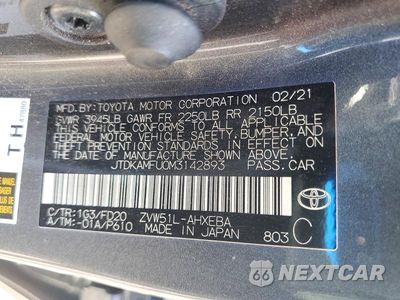 Zdjęcie 12 z 12 samochodu: 2021 TOYOTA PRIUS LE VIN:JTDKAMFU0M3142893 - miniatura