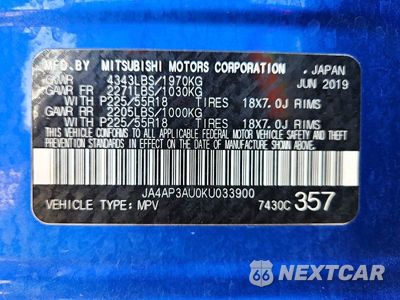 Zdjęcie 12 z 12 samochodu: 2019 MITSUBISHI OUTLANDER SPORT ES VIN:JA4AP3AU0KU033900 - miniatura
