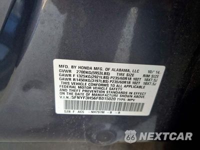 Zdjęcie 13 z 13 samochodu: 2015 HONDA PILOT EXL VIN:5FNYF3H56FB015020 - miniatura