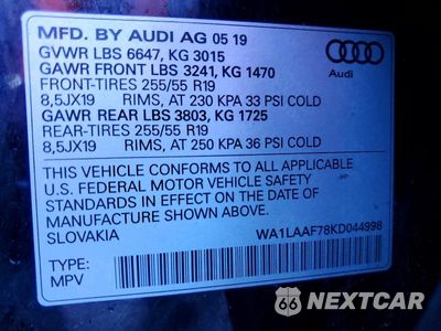 Zdjęcie 13 z 13 samochodu: 2019 AUDI Q7 PREMIUM PLUS VIN:WA1LAAF78KD044998 - miniatura