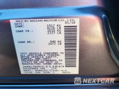 Zdjęcie 12 z 12 samochodu: 2018 NISSAN ALTIMA 2.5 SR VIN:1N4AL3AP0JC253849 - miniatura