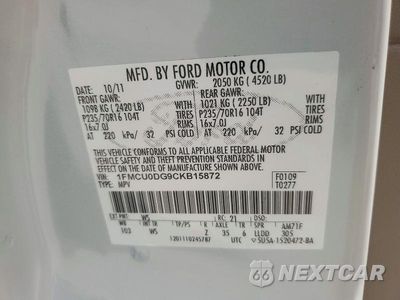 Zdjęcie 13 z 13 samochodu: 2012 FORD ESCAPE XLT VIN:1FMCU0DG9CKB15872 - miniatura