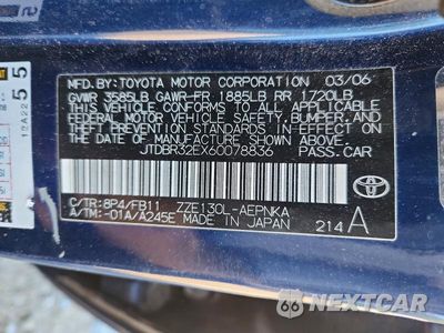 Zdjęcie 12 z 12 samochodu: 2006 TOYOTA COROLLA LE VIN:JTDBR32EX60078836 - miniatura