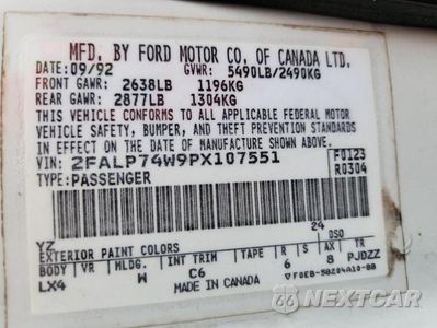 Zdjęcie 12 z 12 samochodu: 1997 FORD CROWN VICTORIA LX VIN:2FALP74W9PX107551 - miniatura