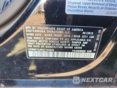Zdjęcie 12 z 12 samochodu: 2012 VOLKSWAGEN PASSAT SE VIN:1VWBP7A39CC102502 - miniatura