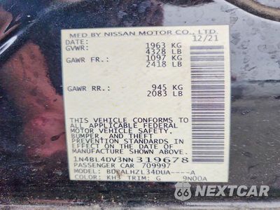 Zdjęcie 13 z 13 samochodu: 2022 NISSAN ALTIMA SV VIN:1N4BL4DV3NN319678 - miniatura