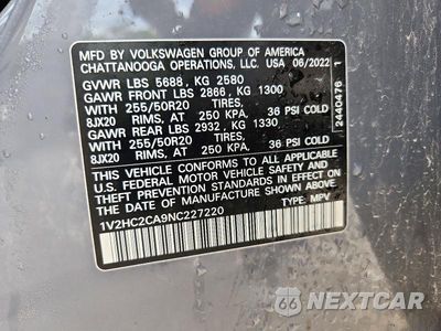 Zdjęcie 14 z 14 samochodu: 2022 VOLKSWAGEN ATLAS CROSS SPORT SE VIN:1V2HC2CA9NC227220 - miniatura
